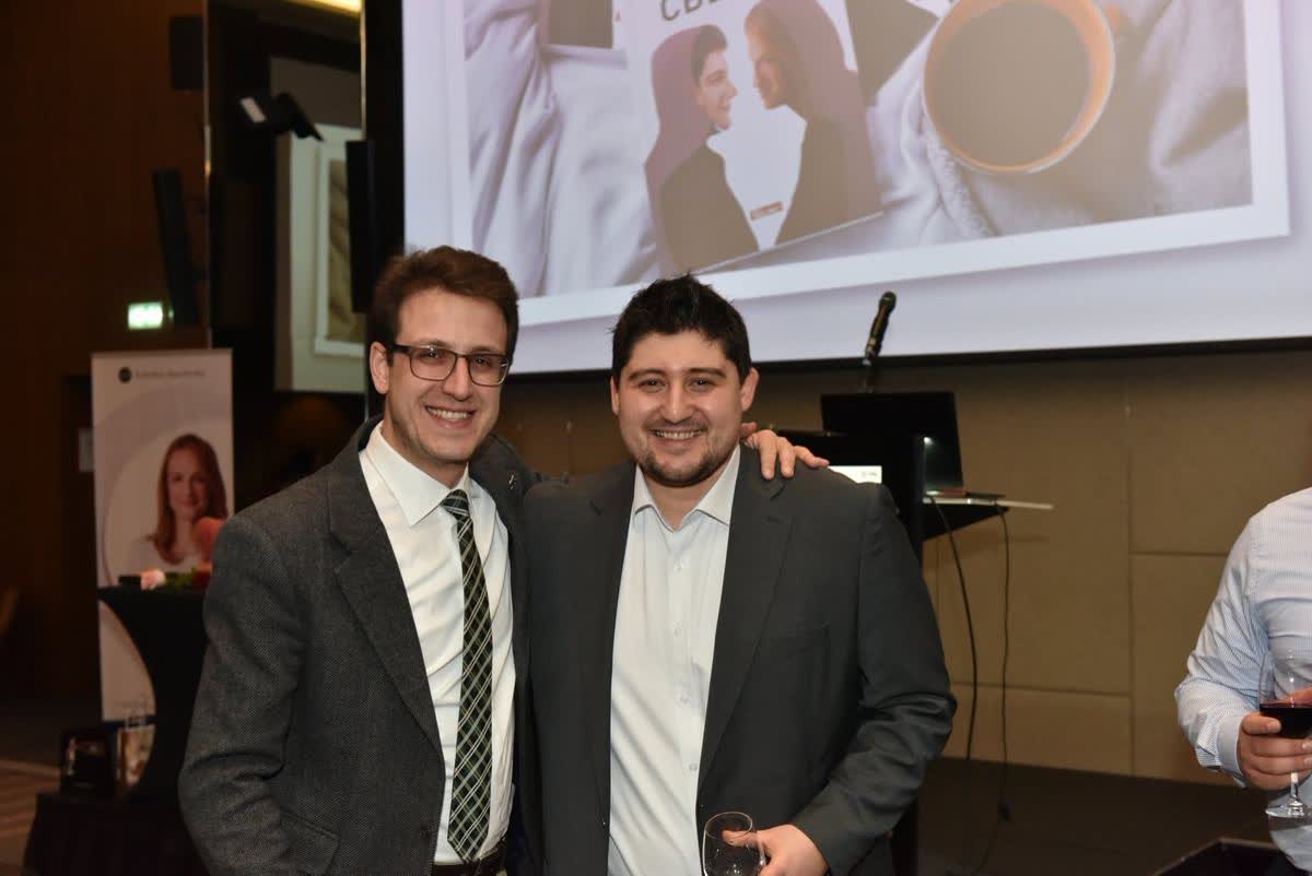 Launch of Будење на свеста in Skopje, 2019, two guests in front of the presentation screen