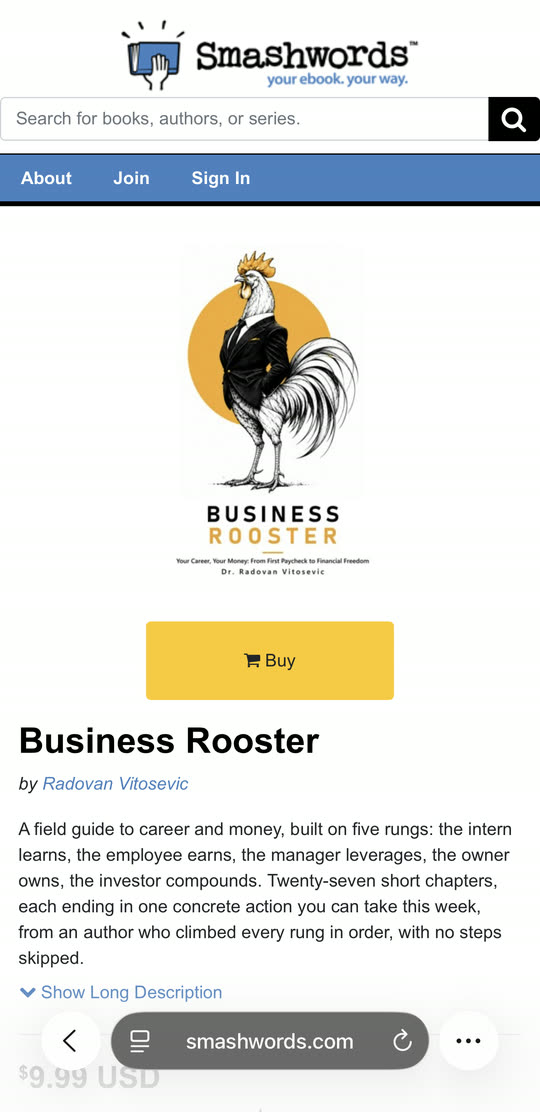 Business Rooster on the Smashwords store, with the Buy button